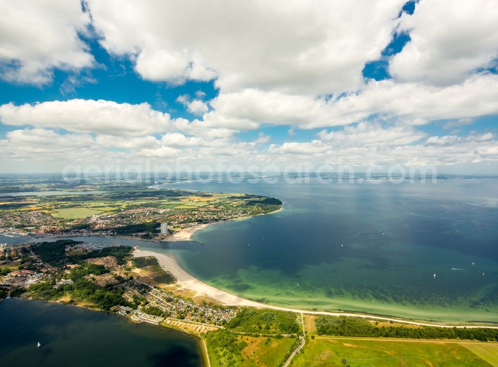 Lübeck from above - Coastline on the sandy beach of baltic sea near Travemuende in Luebeck in the state Schleswig-Holstein