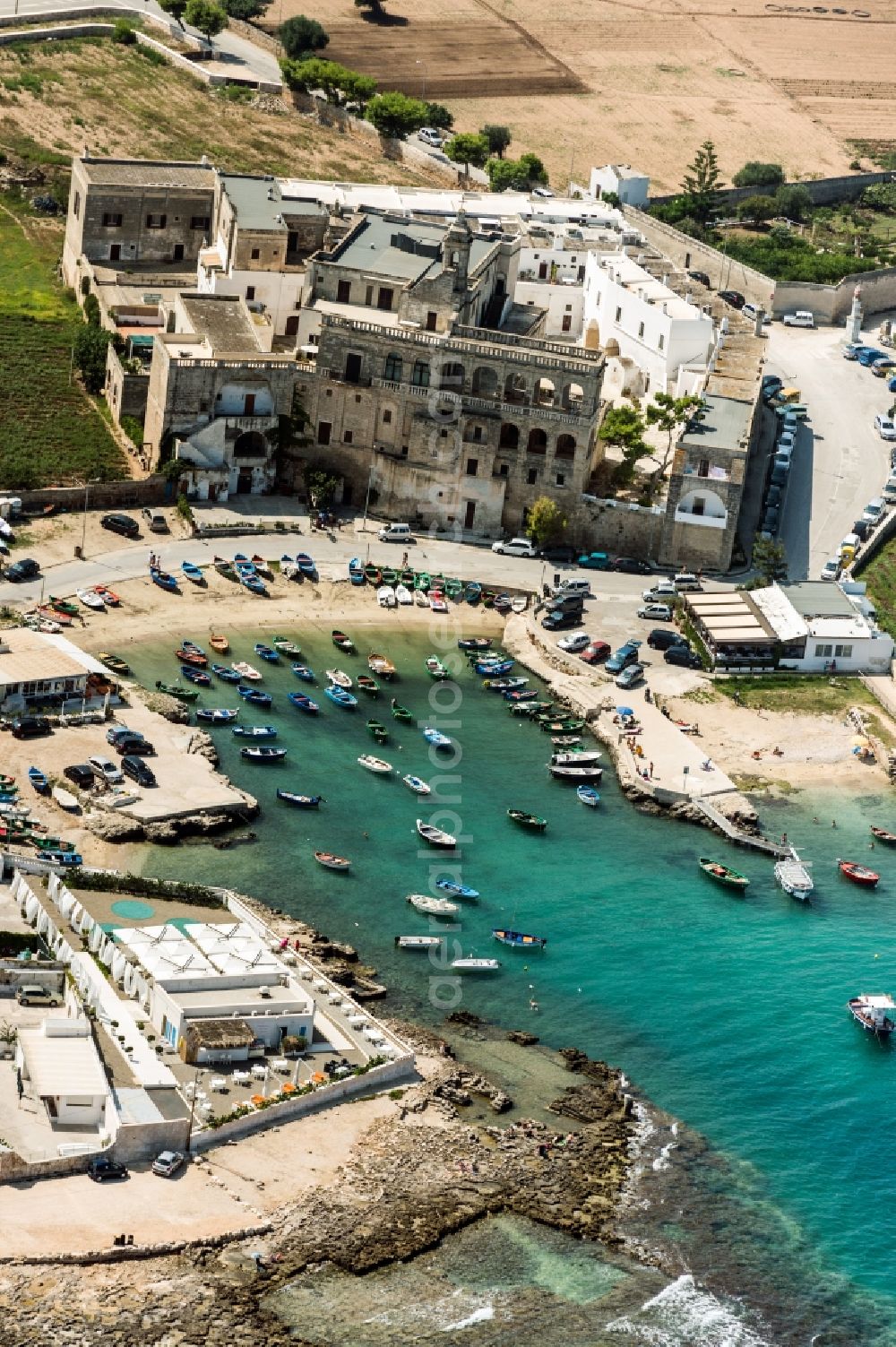 San Vito from above - Coastline on the sandy beach of in San Vito in Italy