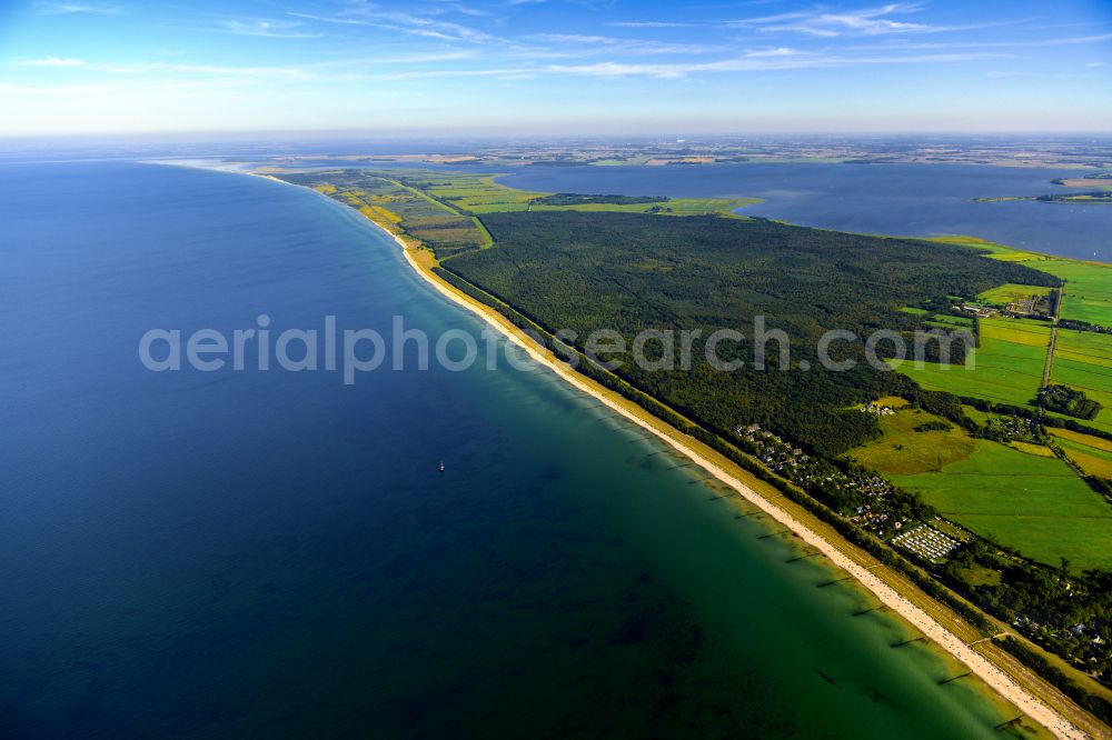 Zingst from above - Coastline on the sandy beach of in Zingst at the baltic coast in the state Mecklenburg - Western Pomerania, Germany