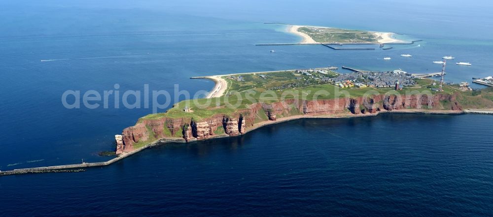 Helgoland from above - Coastline of cliffs of the island of Helgoland in the North Sea in Schleswig-Holstein