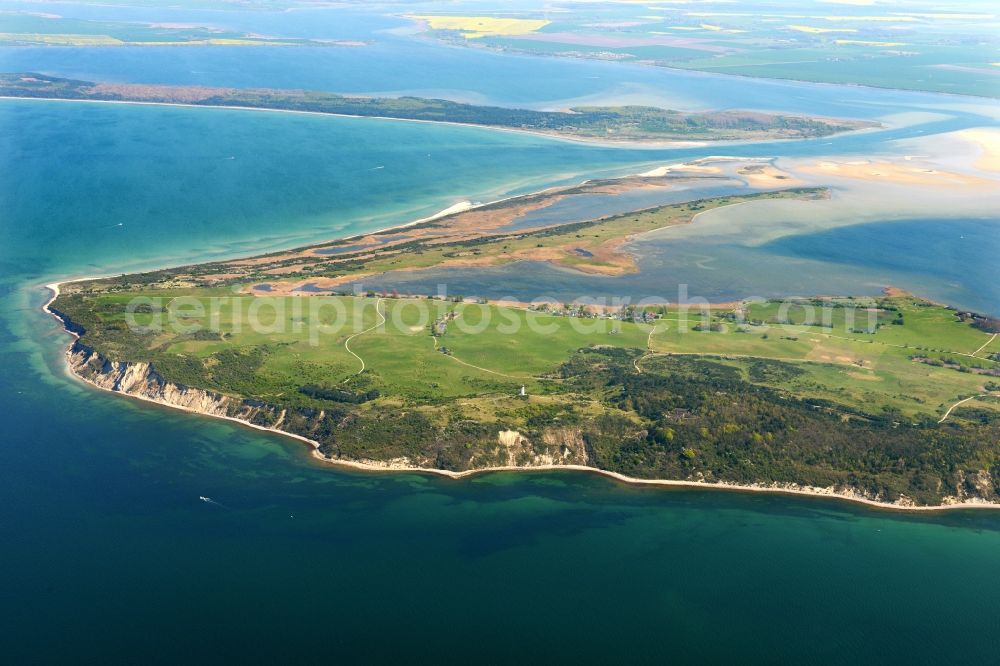 Insel Hiddensee from above - Coastline at the rocky cliffs of the island Hiddensee in the state Mecklenburg - Western Pomerania