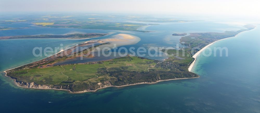 Insel Hiddensee from the bird's eye view: Coastline at the rocky cliffs of the island Hiddensee in the state Mecklenburg - Western Pomerania