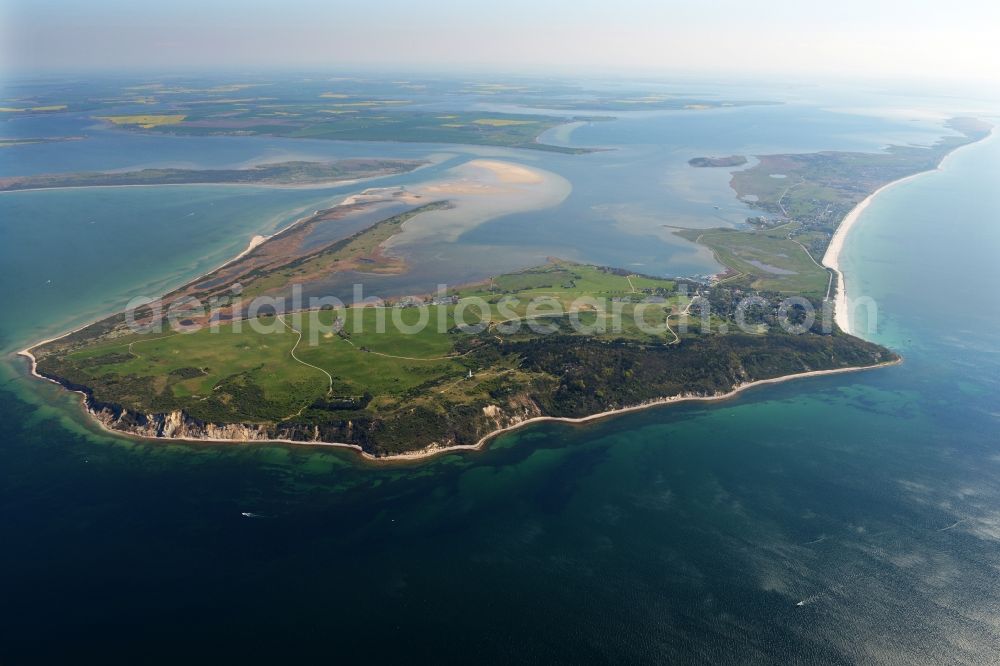 Aerial image Insel Hiddensee - Coastline at the rocky cliffs of the island Hiddensee in the state Mecklenburg - Western Pomerania