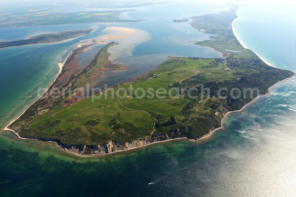 Aerial photograph Insel Hiddensee - Coastline at the rocky cliffs of the island Hiddensee in the state Mecklenburg - Western Pomerania