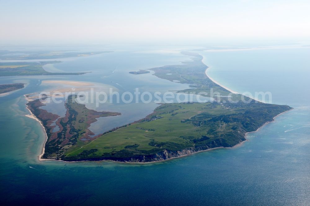 Insel Hiddensee from the bird's eye view: Coastline at the rocky cliffs of the island Hiddensee in the state Mecklenburg - Western Pomerania