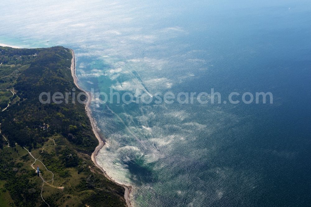 Aerial image Insel Hiddensee - Coastline at the rocky cliffs of the island Hiddensee in the state Mecklenburg - Western Pomerania