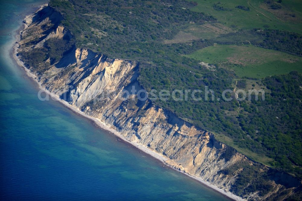 Aerial photograph Insel Hiddensee - Coastline at the rocky cliffs of the island Hiddensee in the state Mecklenburg - Western Pomerania