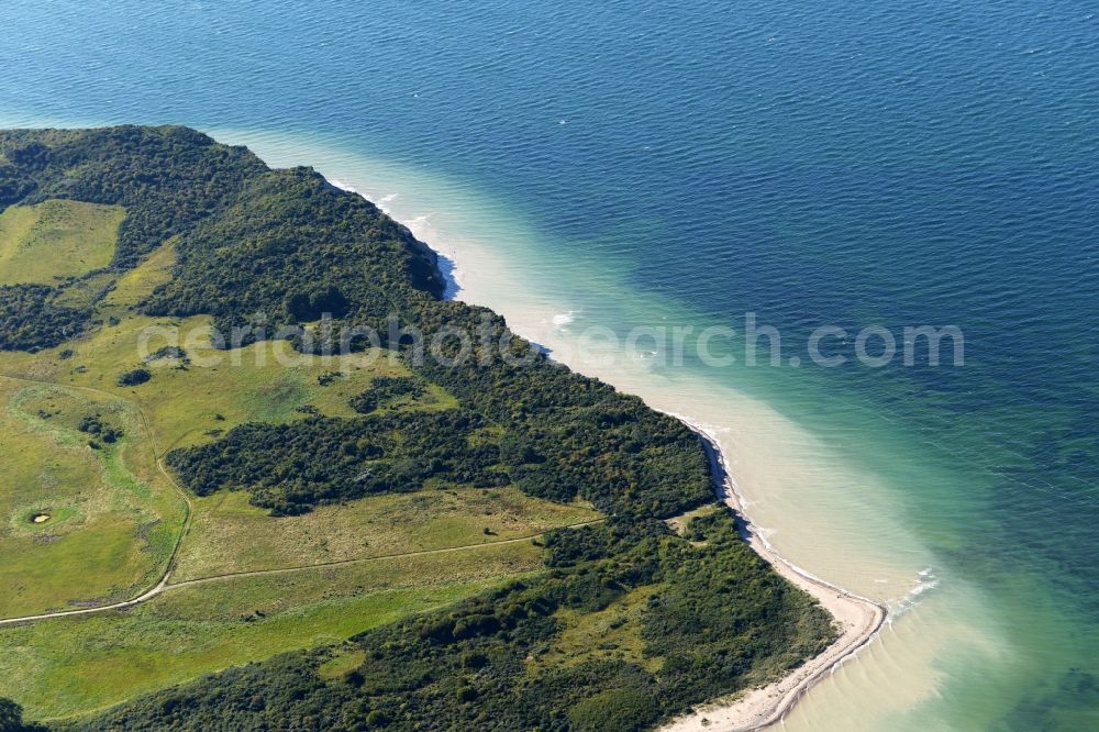 Aerial image Insel Hiddensee - Coastline at the rocky cliffs of the island Hiddensee in the state Mecklenburg - Western Pomerania