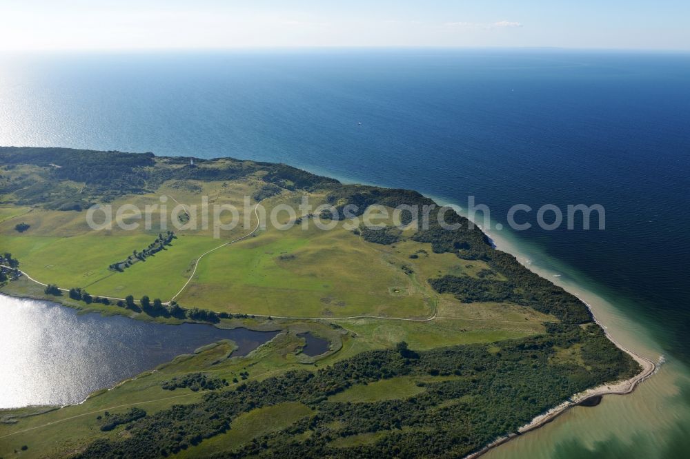 Insel Hiddensee from the bird's eye view: Coastline at the rocky cliffs of the island Hiddensee in the state Mecklenburg - Western Pomerania