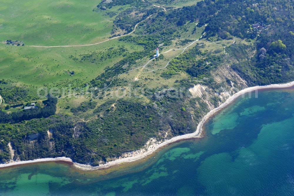 Aerial image Insel Hiddensee - Coastline at the rocky cliffs of the island Hiddensee in the state Mecklenburg - Western Pomerania