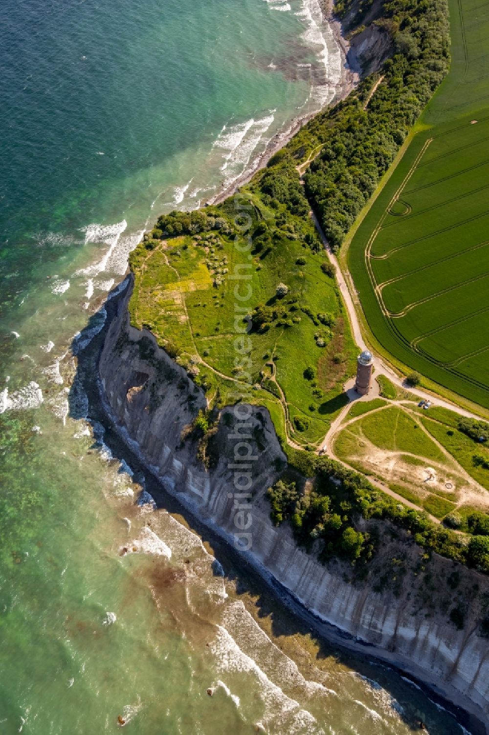 Aerial photograph Putgarten - Coastline at the rocky cliffs of Island of Ruegen in the district Arkona in Putgarten in the state Mecklenburg - Western Pomerania