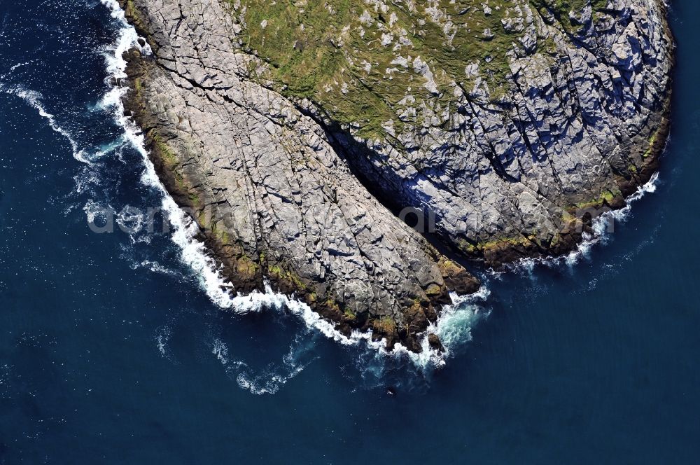 Nordkap from above - Coastal landscape on the cliffs of the Barents Sea - headland Knivskjellodden in North Cape in Norway