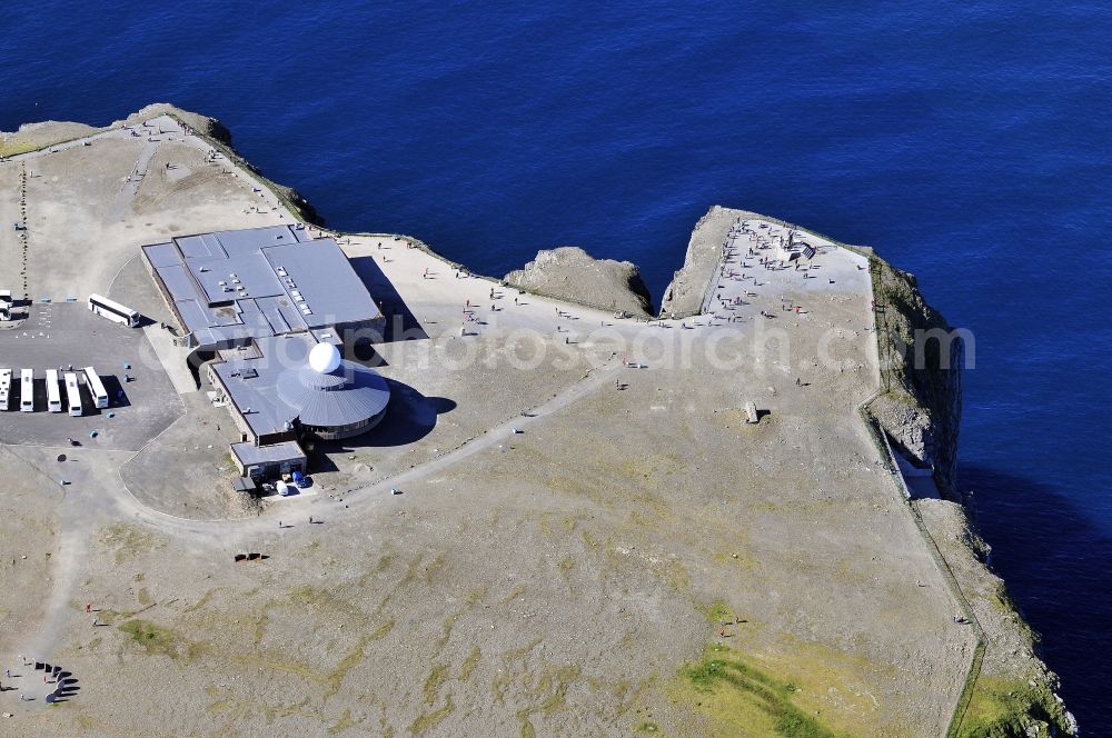 Nordkap from above - Coastal landscape on the cliffs of the Barents Sea - headland Knivskjellodden in North Cape in Norway