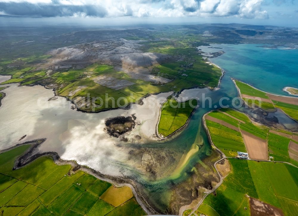 Ballyvaughan from the bird's eye view: Coastline at the rocky cliffs of North Atlantic Ocean in Ballyvaughan in Clare, Ireland