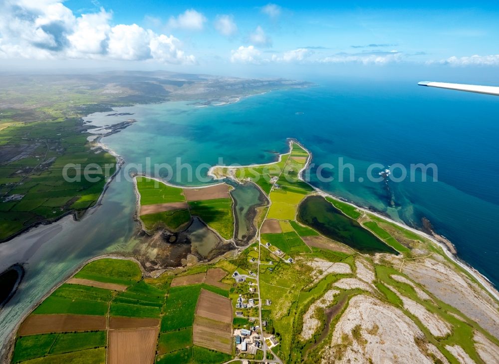 Aerial image Ballyvaughan - Coastline at the rocky cliffs of North Atlantic Ocean in Ballyvaughan in Clare, Ireland