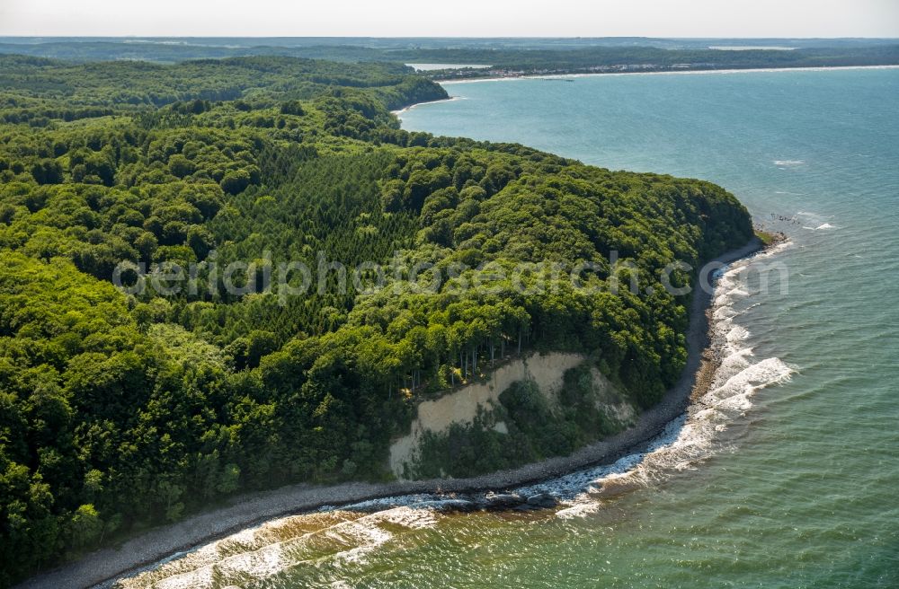 Binz from above - Coastline at the rocky cliffs of Baltic Sea in Binz in the state Mecklenburg - Western Pomerania