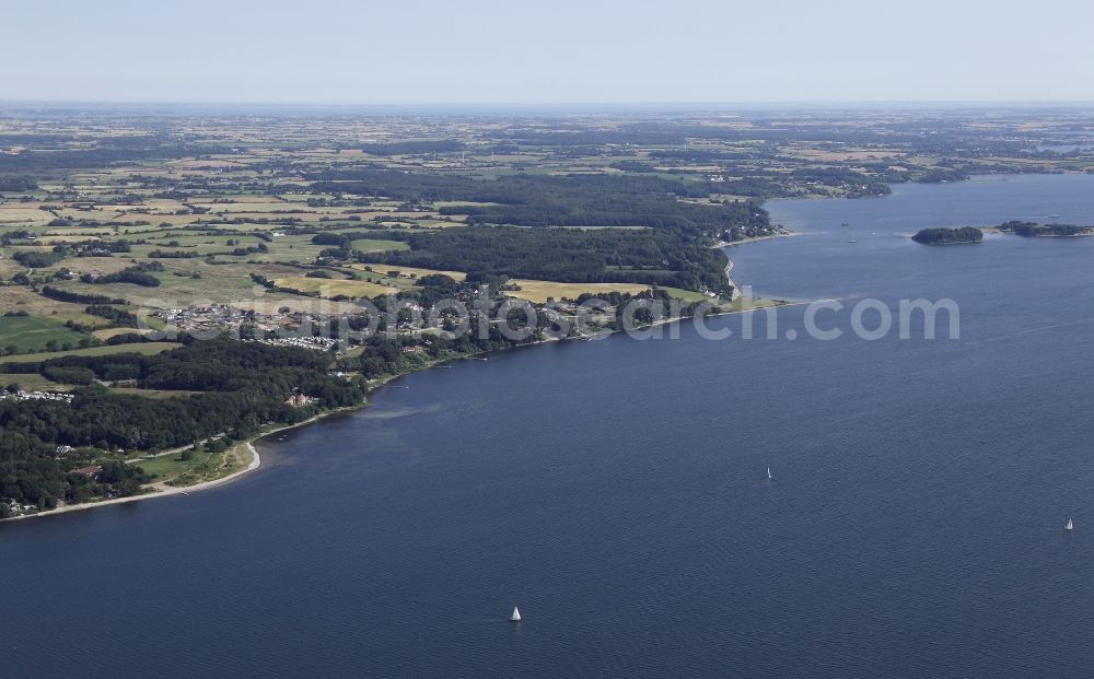 Aerial image Kollund - Coastline at the rocky cliffs of Kollund in Denmark