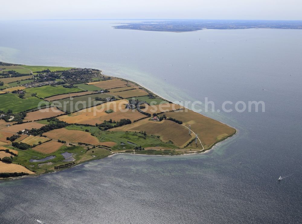 Sydals from the bird's eye view: Coastal landscape on the rocky cliffs of the Baltic in Sydals in Denmark