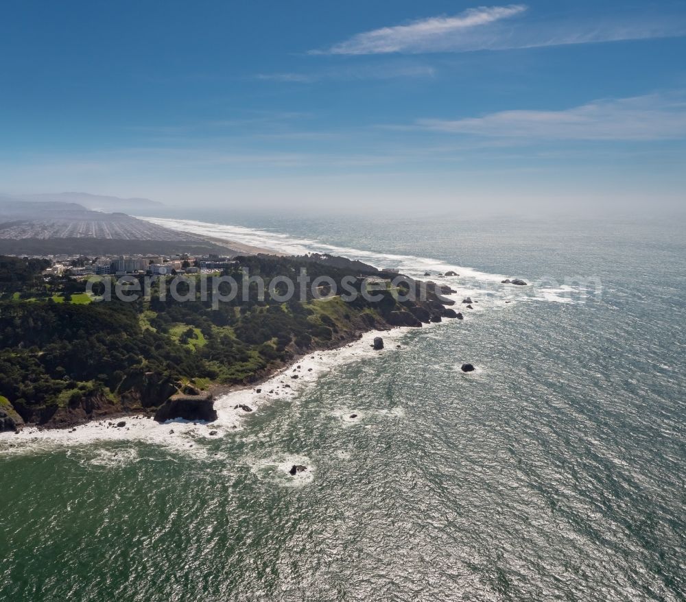 Aerial image San Francisco - Coastline at the rocky cliffs of South Bay in San Francisco in California, USA