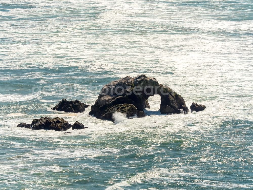 Aerial photograph San Francisco - Coastline at the rocky cliffs of South Bay in San Francisco in California, USA