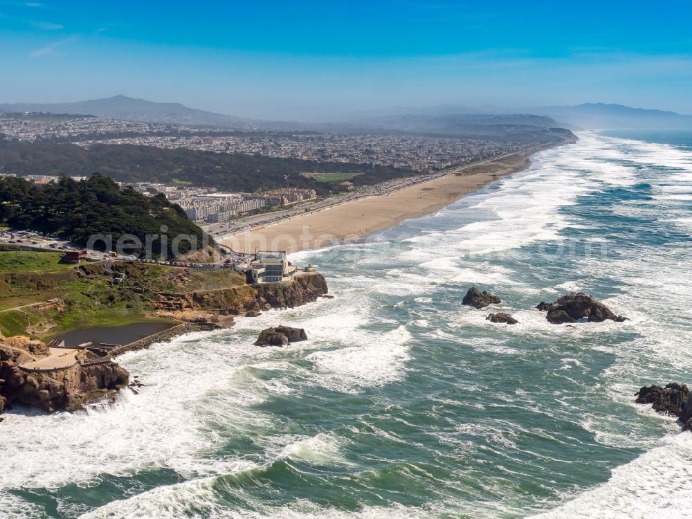 San Francisco from above - Coastline at the rocky cliffs of South Bay in San Francisco in California, USA