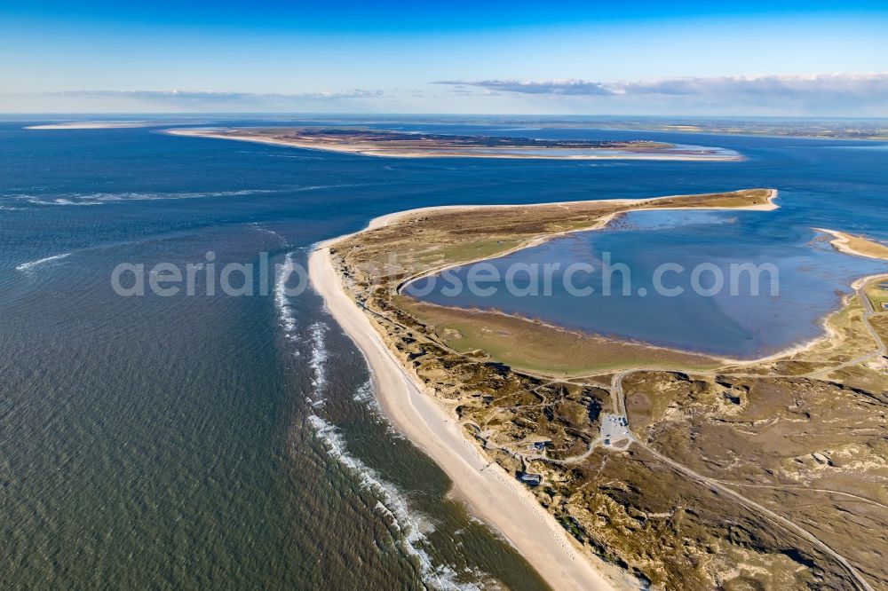 Aerial image List - Coastal landscape at Sylter Ellenbogen in List in the state Schleswig-Holstein, Germany