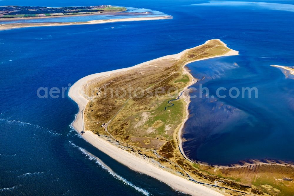 Aerial photograph List - Coastal landscape at Sylter Ellenbogen in List in the state Schleswig-Holstein, Germany