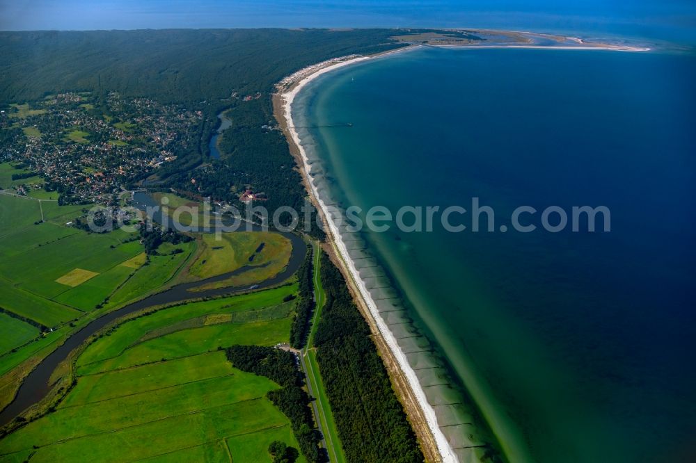 Aerial photograph Prerow - Coastline on the sandy beach of Baltic Sea in Prerow in the state , Germany