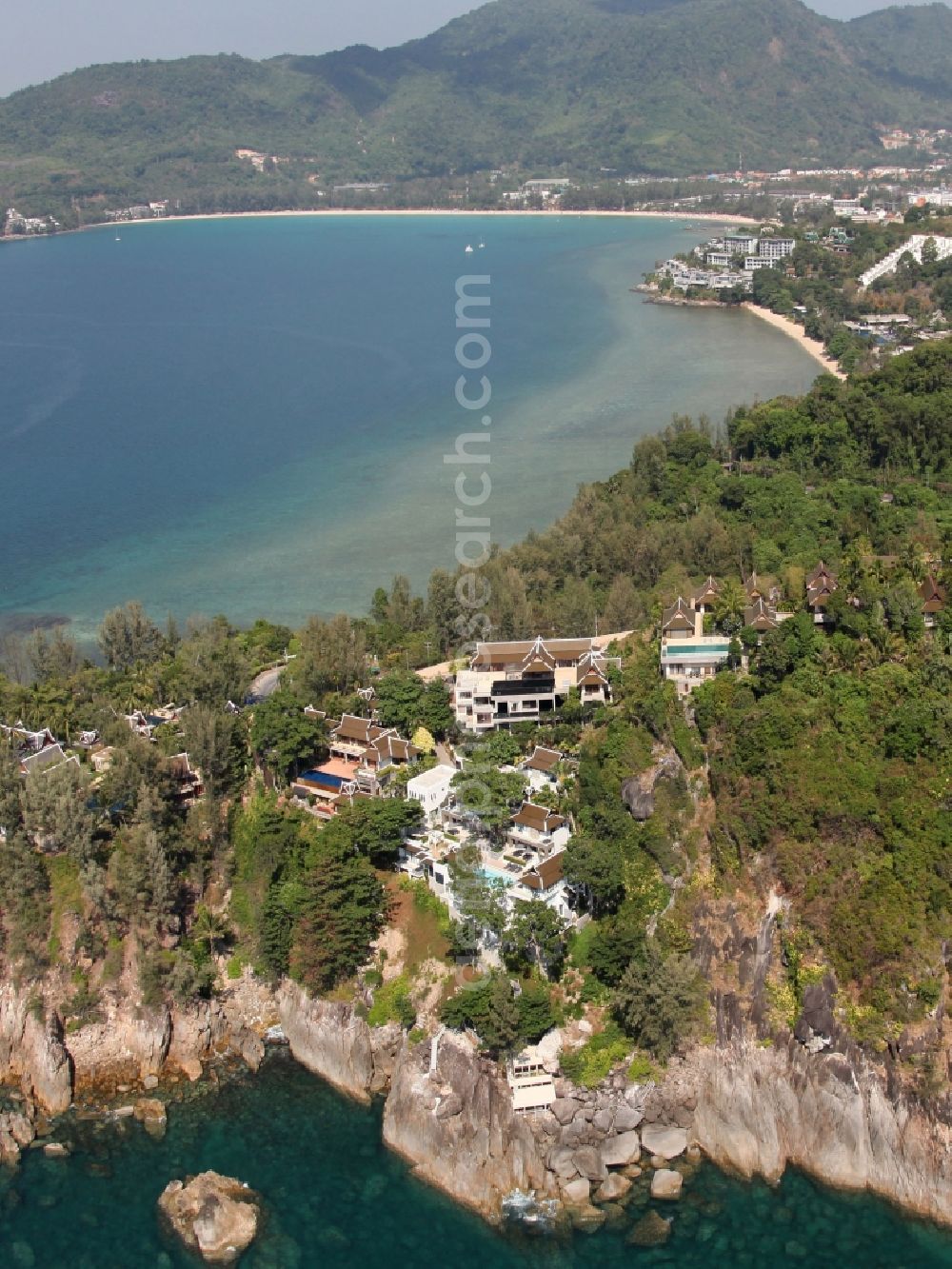 Kammala from the bird's eye view: The coastal area near Kammala on the island of Phuket in Thailand with the Iguana Beach is located in the west of the island and is determined by exclusive hotels