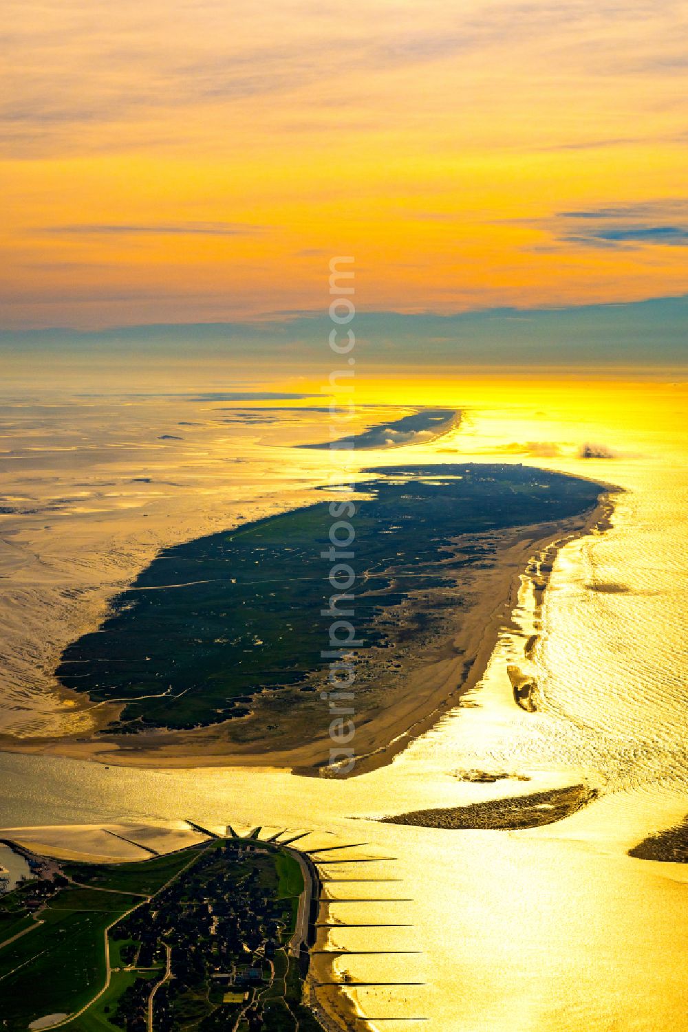 Aerial image Norderney - Coastal area of North Sea - Island in Norderney in the state Lower Saxony, Germany