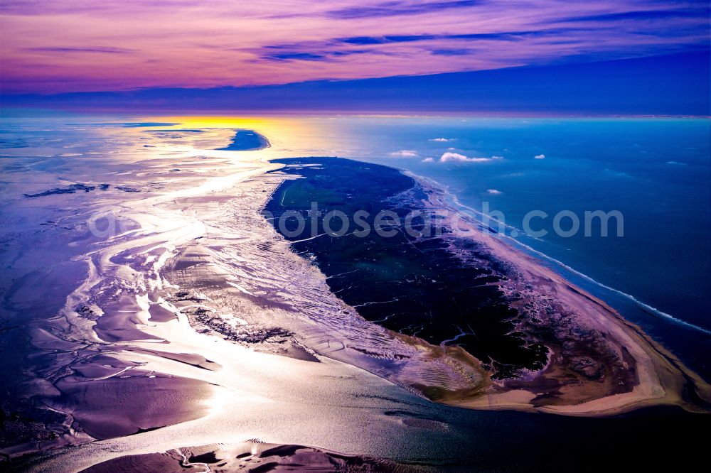 Norderney from above - Coastal area of North Sea - Island in Norderney in the state Lower Saxony, Germany