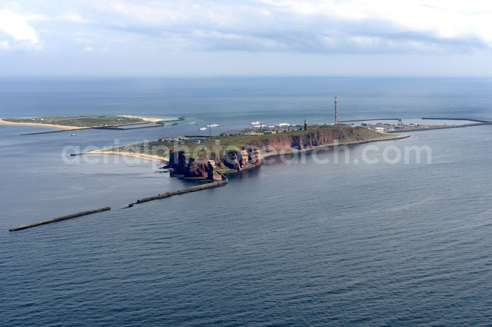 Aerial image Helgoland - Coastal dune - island, it is the only addition to the German North Sea island of Helgoland in Helgoland in Schleswig-Holstein. It is used with its beaches as bathing island. In addition, here are the Heligoland Airport, the dunes harbor, accommodations and lighthouse Helgoland Dune