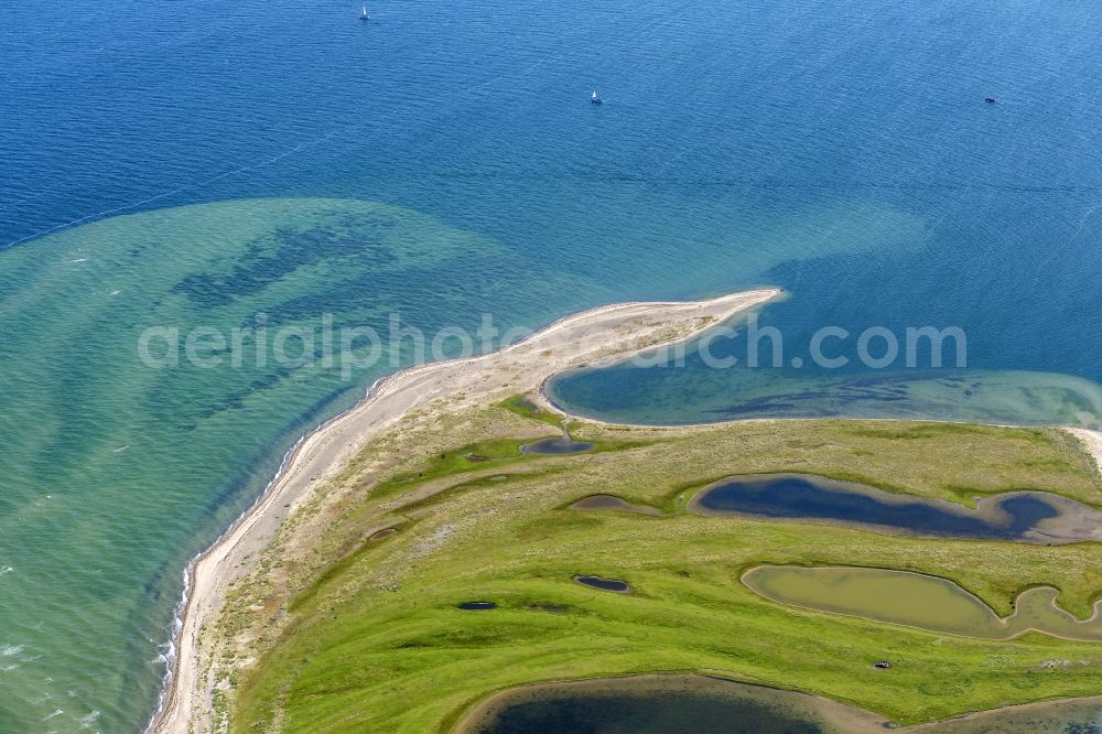 Aerial image Heiligenhafen - Coastal area of the peninsula Graswarder-Heilgenhafen with a few single- family houses at the beach in Grossenbrode in the state Schleswig-Holstein