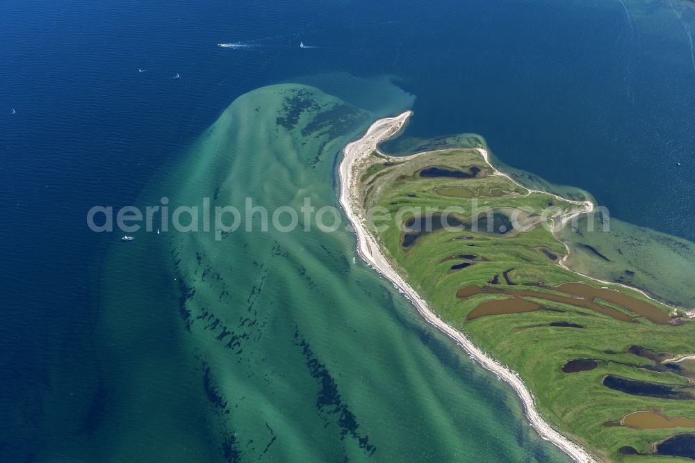 Aerial image Heiligenhafen - Coastal area of the peninsula Graswarder-Heilgenhafen with a few single- family houses at the beach in Grossenbrode in the state Schleswig-Holstein