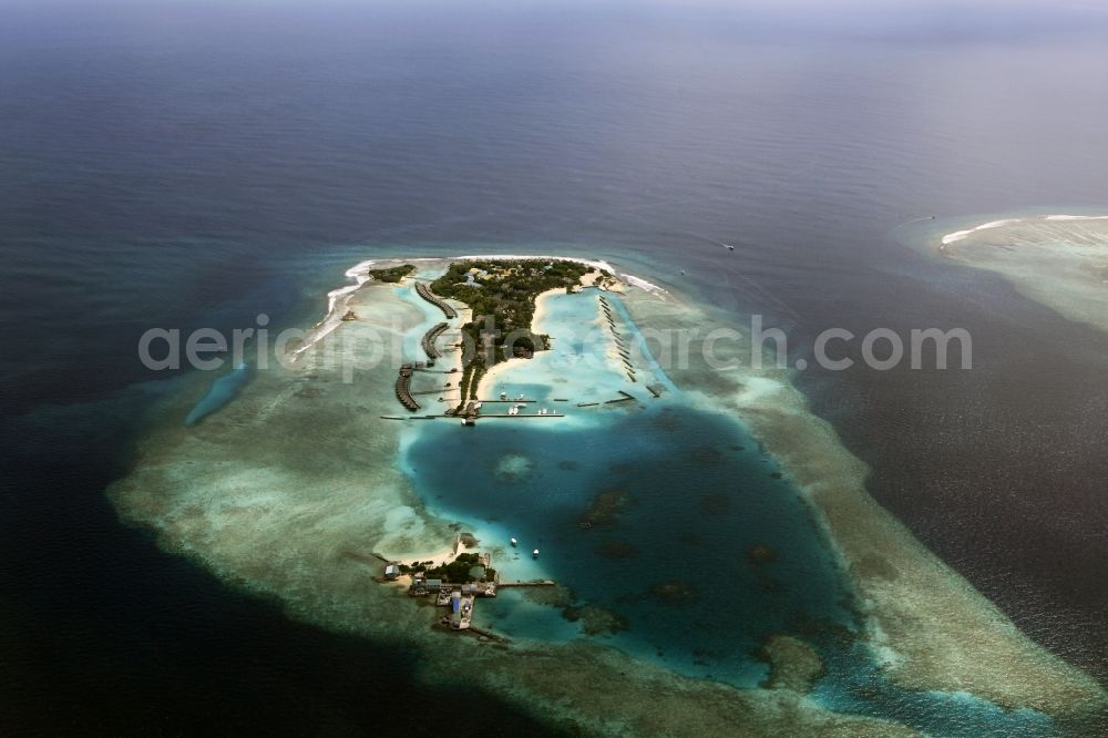 Aerial photograph Dharanboodhoo - Coastal Indian Ocean - island in Dhahran Boodhoo in Central Province, Maldives