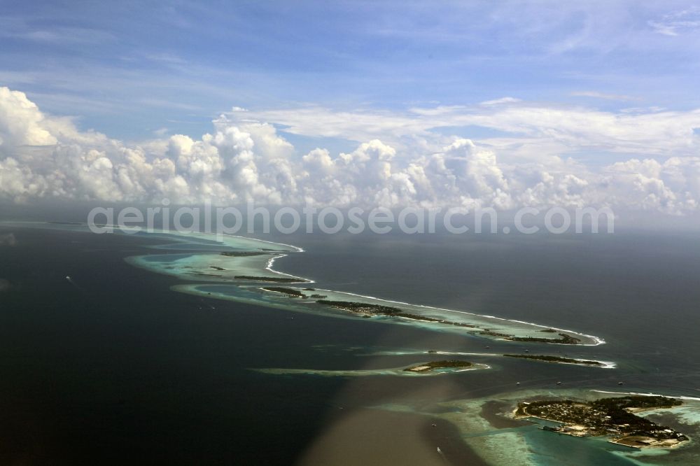 Dharanboodhoo from the bird's eye view: Coastal Indian Ocean - island in Dhahran Boodhoo in Central Province, Maldives