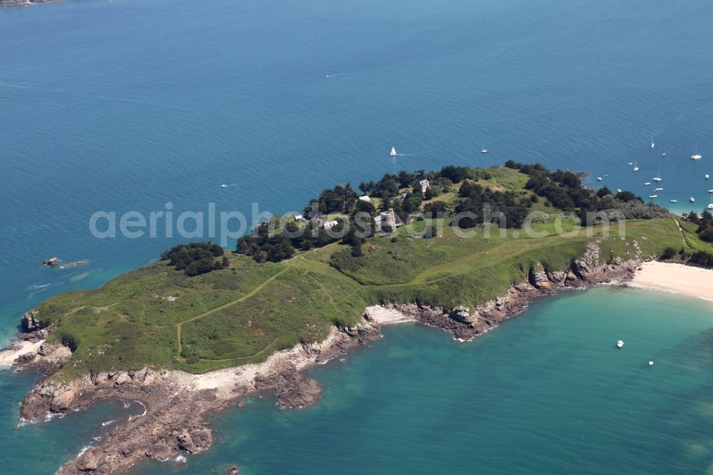 Saint-Jacut-de-la-Mer from the bird's eye view: Coastal area of the L'archipel of Ebihens - Island in Saint-Jacut-de-la-Mer in Brittany, France