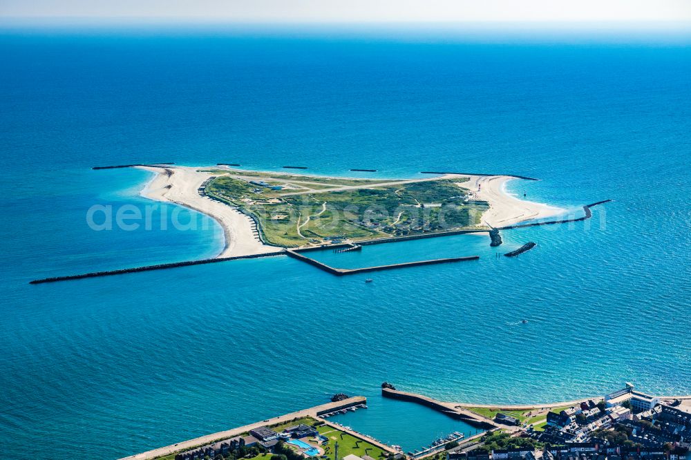 Aerial photograph Helgoland - Coastal area of the duen- Island including airfield in Helgoland in the state Schleswig-Holstein, Germany