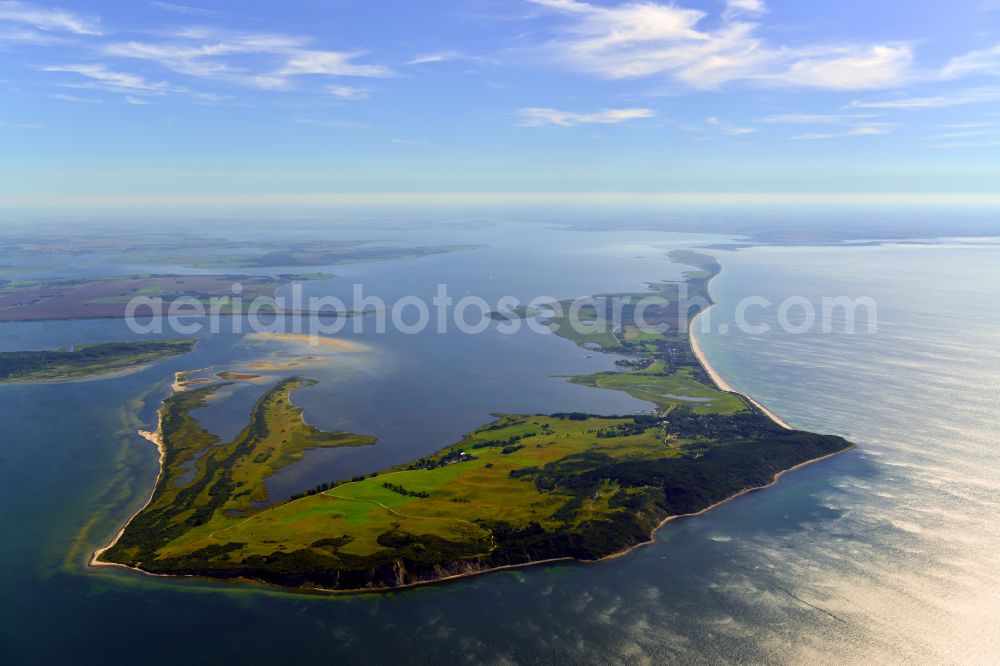 Insel Hiddensee from above - Coastal area of the island Hiddensee at the baltic coast in the state Mecklenburg - Western Pomerania, Germany