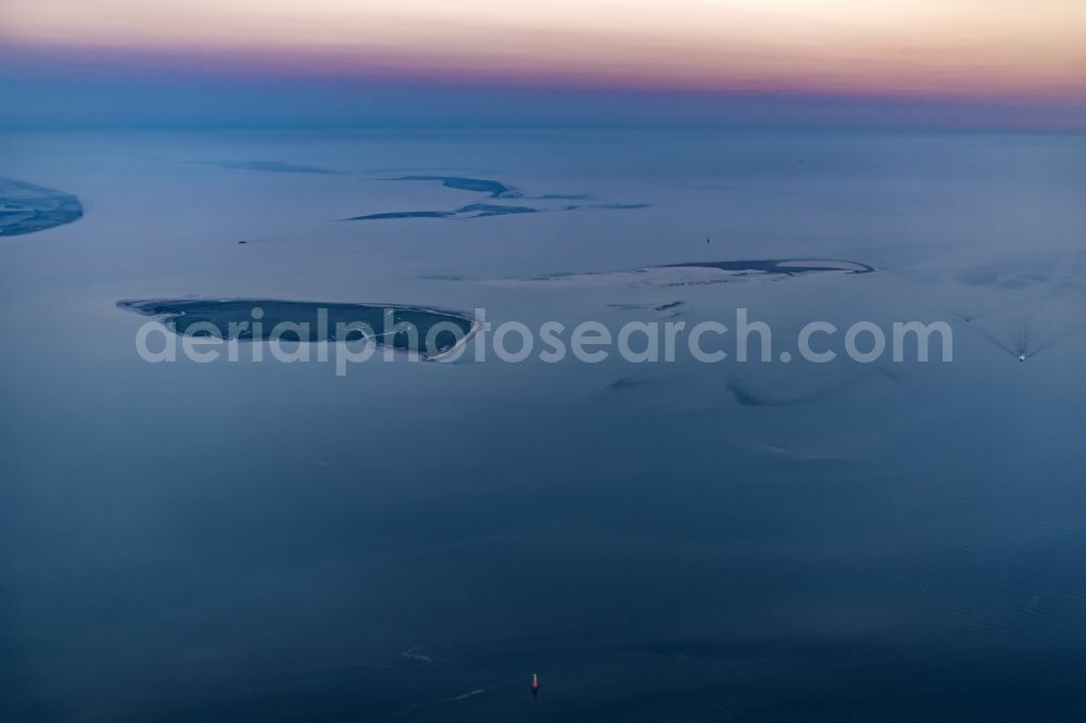 Butjadingen from above - Coastal area of the Mellum Island in Wangerland in the state Lower Saxony, Germany