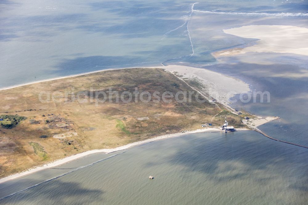 Wangerooge from above - Coastal area of the Insel Minsener Oog - Island in Wangerland in the state Lower Saxony, Germany