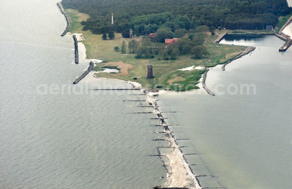 Kröslin from the bird's eye view: Coastal area of the Island Ruden in Kroeslin in the state Mecklenburg - Western Pomerania, Germany