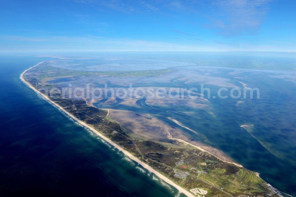 List from the bird's eye view: Coastal area of the Insel Sylt on North - Island in List in the state Schleswig-Holstein