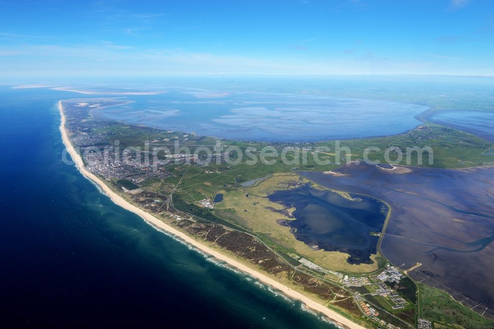 List from above - Coastal area of the Insel Sylt on North - Island in List in the state Schleswig-Holstein