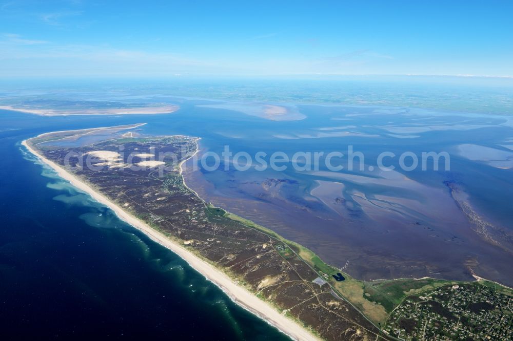 List from above - Coastal area of the Insel Sylt on North - Island in List in the state Schleswig-Holstein