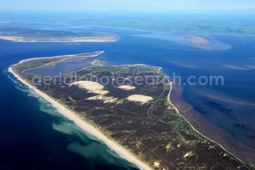 List from the bird's eye view: Coastal area of the Insel Sylt on North - Island in List in the state Schleswig-Holstein