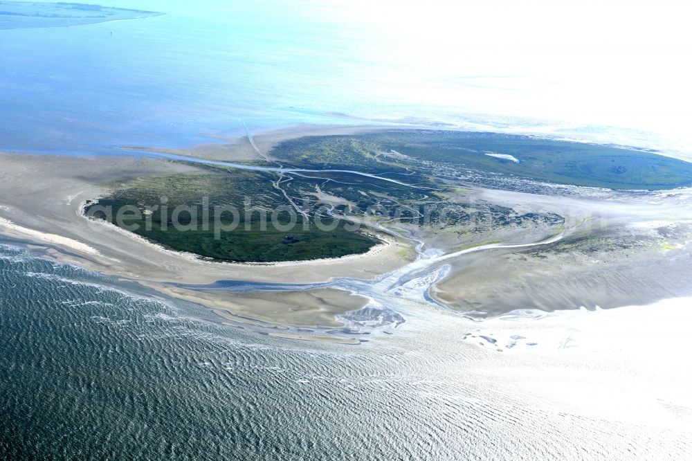 Aerial image Nigehörn - North Sea coastal region of the conservation reserve and bird sanctuary - island in Nigehoern in state of Hamburg