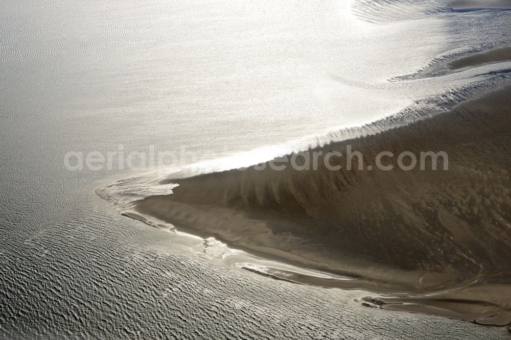 Nigehörn from above - North Sea coastal region of the conservation reserve and bird sanctuary - island in Nigehoern in state of Hamburg