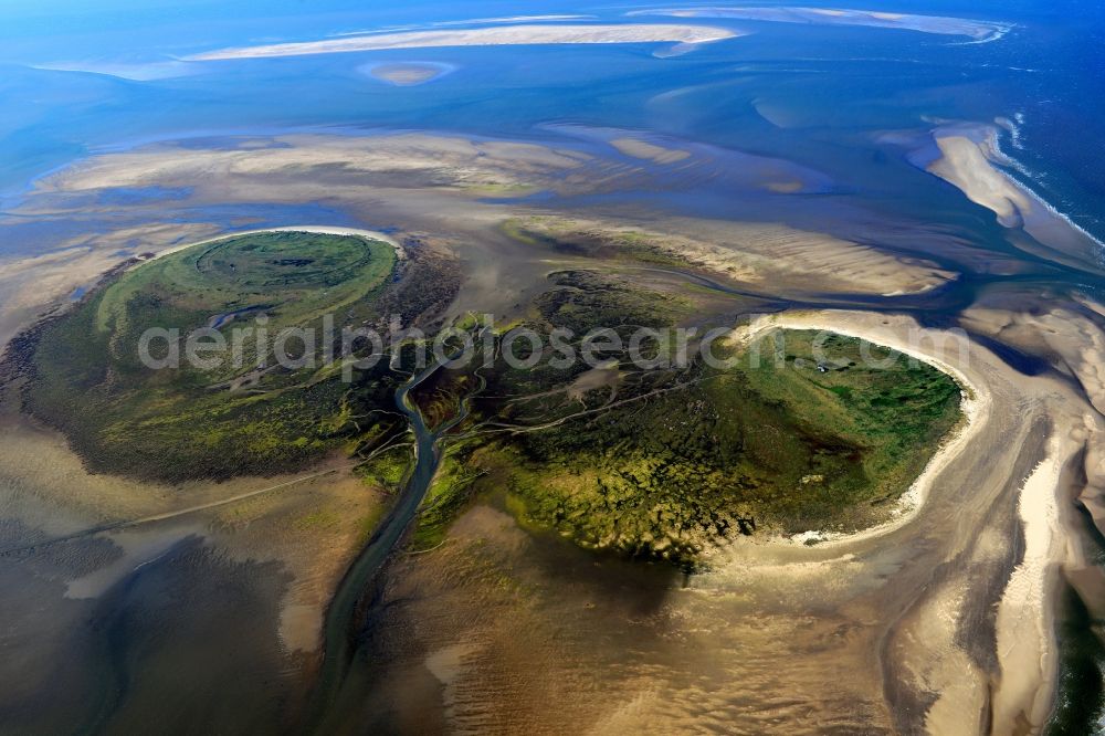 Aerial image Nigehörn - North Sea coastal region of the conservation reserve and bird sanctuary - island in Nigehoern in state of Hamburg