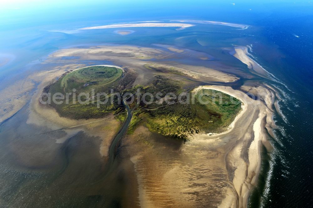 Aerial photograph Nigehörn - North Sea coastal region of the conservation reserve and bird sanctuary - island in Nigehoern in state of Hamburg